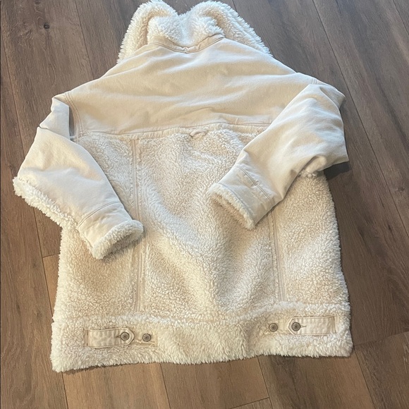 Free People We The Free Holly Cozy Sherpa Jean Jacket Womens XS Chore Coat - Picture 5 of 6